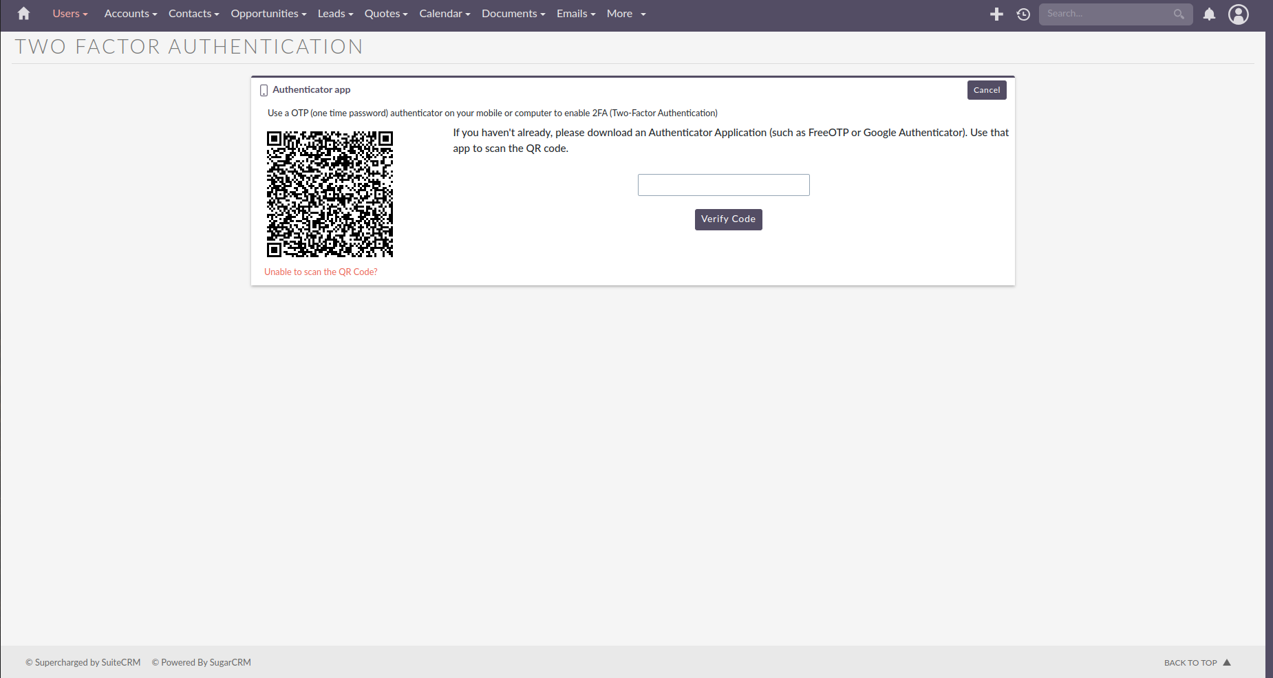 8.8.0 Enable Two-Factor Authentication