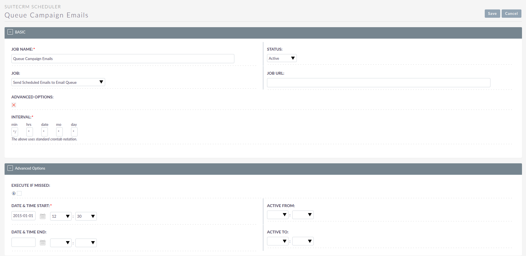 Scheduler Edit View