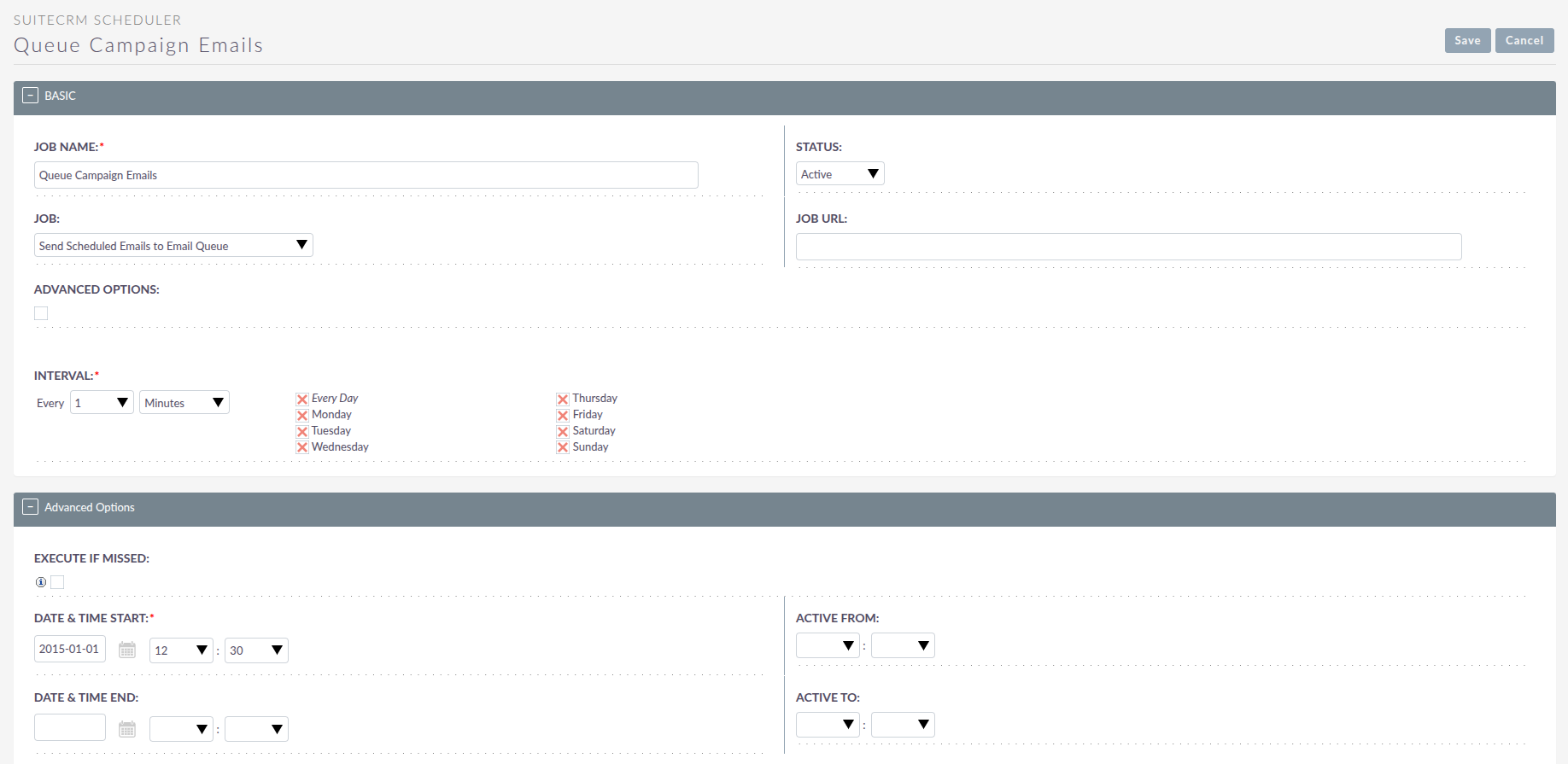 Scheduler Edit View
