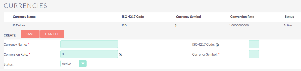 Add Currency Currencies