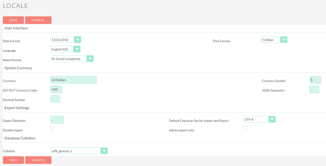 Locale Settings LocaleSettings