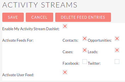 Configure Activity Stream SystemActivityStreams