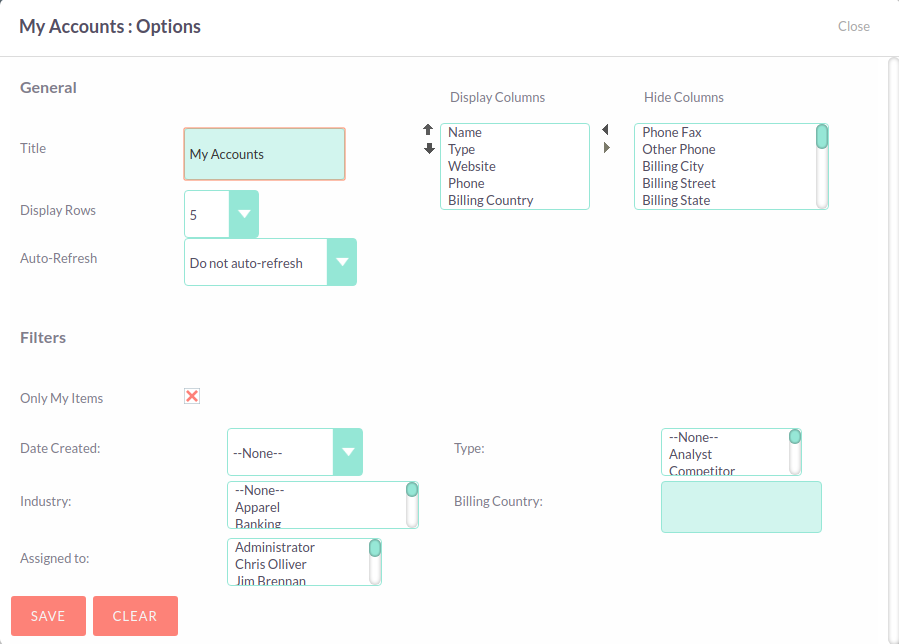 Configure dashlet 28Configure dashlet