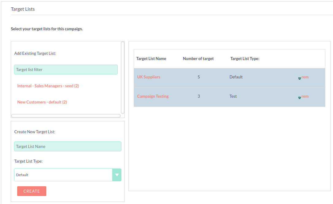Target Lists CampaignsTargetList